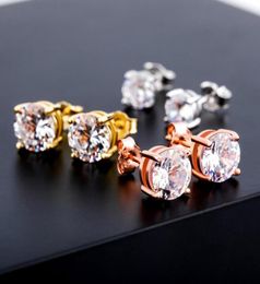 hip hop diamond ear studs men S shape zircon earrings gold silver luxury designer mens jewelry 18k gold plated4501312