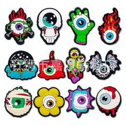 Anime charms wholesale childhood memories horror eyes funny gift cartoon charms shoe accessories pvc decoration buckle soft rubber clog charms