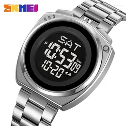 Wristwatches SKMEI Stainless Steel Single Movement Men's Watch Gold And White Body Double Time Stopwatch Chronograph Date Timer Alarm 2242