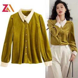 Women's Blouses ZALady Fashion Designer Vintage Shirts And Tops Women Spring Patchwork Shirt Ladies Clothes Streetwear