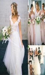 Design Cheap V Neck Bohemian Hippie Style Wedding Dresses Lace Appliques Boho Chic Beach Country Bridal Gowns2979685