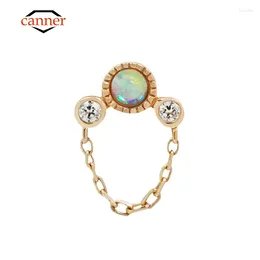 Stud Earrings CANNER S925 Sterling Silver Zircon Opal Tassel Chain Thread Piercing Earring For Women Cartilage Jewellery Gifts 1PC