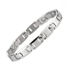 Link Bracelets Befoshinn Trendy Silver Colour Pure Titanium Bracelet For Women With 99.9998% Germanium Bead Health Korea Unisex