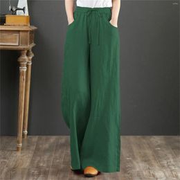 Women's Pants Spring Summer Cotton Y2k Black Drawstring Elastic Waist Casual Female Loose Fashion Elegant Ladies Bottoms