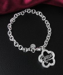 Deals 925 Sterling Silver Flower Pendant Charm Bracelet with Zircon Woman Fashion Party Christmas Gift 4135340