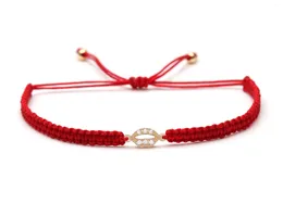 Charm Bracelets Copper Cute Tiny Lip Zircon Crystal Braided Charn Bracelet Women Men Red Black Grey String CZ Mouth Macrame Present He