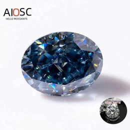 Wedding Rings AIOSC Oval Cut Loose Real Moissanite Stone ViVid Blue Moissanites Gemstones for Diamond Ring with GRA Certificate Precious Gems 240419