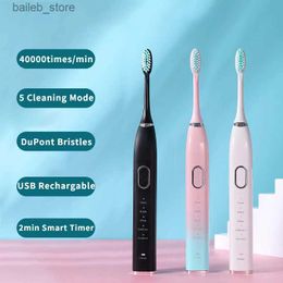 Toothbrush Sonic Electric Toothbrush Sonic USB Rechargeable Metal Teeth Brush IPX7 Waterproof Adults Teeth Whitening Clean Sensitive 1 Y240419PRY2