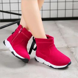 Boots Plus Cotton Thickening Children's Autumn Winter Shoes Girl Boy Velvet Kids Suede Leather