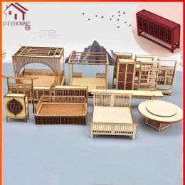 3D Puzzles 1pc 1 25 Miniature Furniture Ornament Storage Cabinet Craft Table Bed Model Bookshelf Dollhouse Decoration Wooden Puzzle Toy 240419