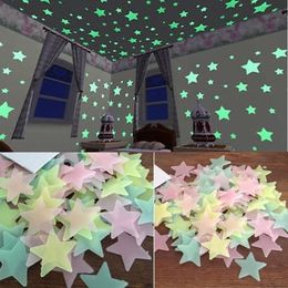 100pcs Fluorescent Glow in the Dark Stars Wall Stickers for Kids Rooms Decoration Livingroom Baby Bedroom Ceiling Home Decor 240410