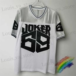 Men's T-Shirts 2024ss Embroidery Patchwork V-neck Number 69 Joker Rugby Jersey T Shirt Men Women Oversized T-shirt Top Ts T240419