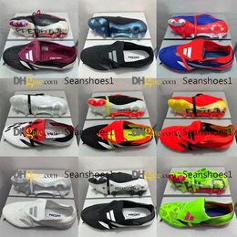 Gift Bag Quality Football Boots 30th Anniversary 24 Elite Tongue Fold Laceless Laces FG Mens Soccer Cleats Comfortable Training Leather Football Shoes Size US 6.5-11