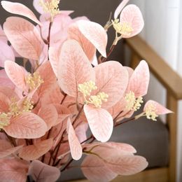 Decorative Flowers 2pcs Autumn Artificial Silk Eucalyptus Leaves Wedding Home Decoration Fake Plants Indoor Living Room Arrangement