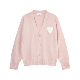 Autumn and winter new knitted sweater women's V-neck knitted cardigan Korean version loose and versatile heart-shaped pattern embroidered women's street wear