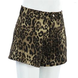 Women's Shorts Club Casual High Waist Leopard Print With Button Zipper Closure Slim Fit Above For Party