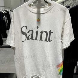 Men's T-Shirts Rainbow Apple Chest Letter Saint Michael T Shirt Men Women Oversized T Top T-Shirt T240419
