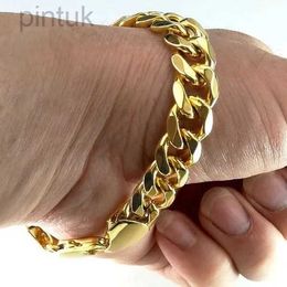 Chain Mens Jewellery Domineering 8 Inches Stainless Steel Curb Cuban Link Chain Bracelets for Men Women Hip-hop Punk Party Jewellery d240419