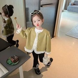 Jackets Girls Leather Jacket Spring Autumn Coat Children Korean PU Clothes Kids Fashion Overcoat Fation2 3 4 5 6 T