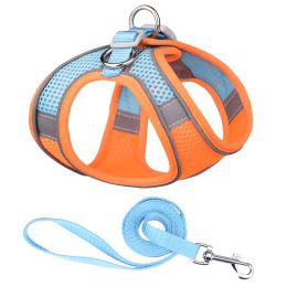 Pet supplies dog leash, cat dog chest strap, vest style breathable reflective walking rope leather leash set, suitable for outdoor pet vests of dog breeds-1