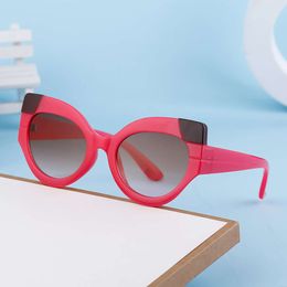 Designer Sunglasses for Women Trendy Brand Glasses 2024 Fashion Cat Eye Personality Colour Block Street Photo Female Sunglasses