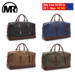 Briefcases Markroyal Canvas Leather Men Travel Bags Carry on Lage Bags Men Duffel Bags Handbag Travel Tote Large Weekend Bag Overnight