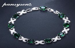 PANSYSEN Women Party Charm Braclets Real Silver 925 Jewelry Emerald Sapphire Amethyst Bracelet Female Whole Anniversary Gift 158472231547