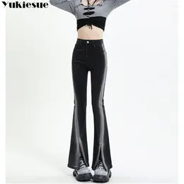 Women's Jeans Spring Autumn Korean Vintage Harajuku Streetwear Women Y2k Pants High Waisted Fashion Split Slim Flare