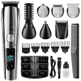 6 IN 1 Multi Grooming Kit For Men Rechargeable Beard Shaver Cordless Trimmer Hairs Cutting Clippers Body Ear Nose Hair Groomer 240408