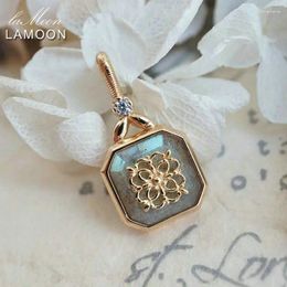 Chains LAMOON Necklace For Women Natural Labradorite Gemstone Pendant 925 Sterling Silver Gold Plated Chain Luxury Fine Jewellery NI152