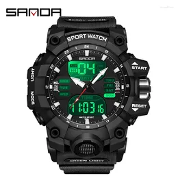 Wristwatches SANDA 6126 Men's Elecrtronic Watch Alarm Clock Multifunctional Fashion Trend Edition Waterproof Resistant Wrist