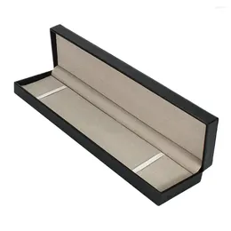 Watch Boxes 29.5x7.5x4cm Rectangle Black PU Leather Velvet Jewellery Storage