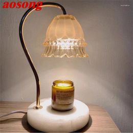 Table Lamps AOSONG Contemporary Marble Candle Desk Lights LED For Home El Bedroom Decoration