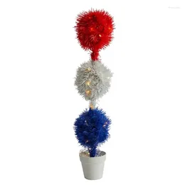 Decorative Flowers Red White And Blue Artificial Topiary