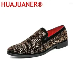 Casual Shoes Men Dress Italian Slip On Fashion Party Men's Pu Leather Moccasin Glitter Formal Male Man Oxford For