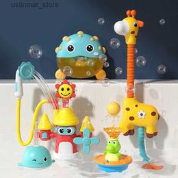 Sand Play Water Fun New Baby Bath Toys Children Electric Playing Water Baby Bath Bathroom Bubble Machine Baby Bathtime Shower Toys Light Spray Set L416