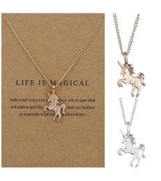New Fashion Women Unicorn Horse Pendant Necklace Plating Chain Choker Christmas Jewelry Lovely Gift 1444375