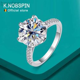 Solitaire Ring KNOBSPIN 5ct D Color Moissanite Ring S925 Sterling Sliver Plated 18k White Gold Eternity Band Wedding Engagement Rings For Women d240419