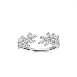 Cluster Rings Light Luxury S925 Sterling Silver Perforated Sparkling Diamond Ring Creating An Elegant High-end Forest Style For Women