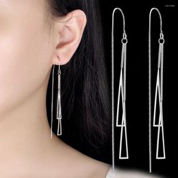 Dangle Earrings Fanqieliu Stamp 925 Silver Needle Long Chain Wedge Drop For Women Jewellery Girl Gift Trendy FQL22278