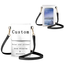 Wallets Custom Small Crossbody Phone Bag for Women Print On Demand Small Cellphone Shoulder Bags Multifunction Leather Wallet Purse