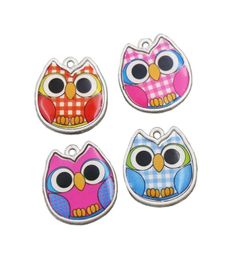 Enamel Owl Charms Pendants L1557 188x193mm 100pcslot 4Colors TwoSided Charm Jewelry DIY sell4475628