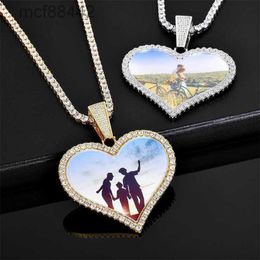 Hip Hop Jewelry Large Love Photo Frame Pendant Trendy Brand Diy Zircon Mens Necklace