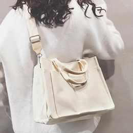 Shoulder Bags Large Capacity Women Bag Korean Simple Solid Color Casual Canvas Handbag Student Crossbody