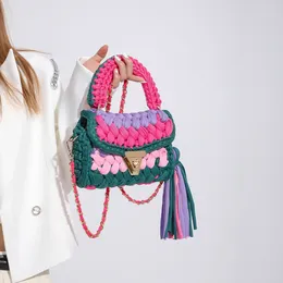 Shoulder Bags Women Handbag Woven Bag Knitted Chunky Knit Crochet Top Handle Lady Shopper Gifts