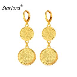 Starlord Coin Earrings For Women Fashion Jewelry Vintage Islamic Muslim Ancient Jewelry Long Drop Earrings Gold Color E882 240410