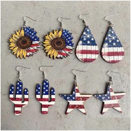 Dangle Chandelier Earrings 3Pcs Jy 4Th Independence Day Women Lady Star Earring Girl Maid American Flag Fashion Pendant Eardrop Je Dhpks