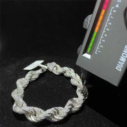 Necklaces 5mm 7mm 9mm 11mm 925 Sterling Silver Cuban Necklace Iced Out Vvs1 Moissanite Diamond Clasp Silver Rope Chain Hip Hop Bracelet