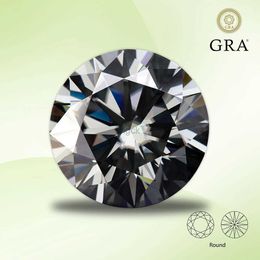 Wedding Rings Moissanite Diamond Grey Colour Round Cut Lab Grown Gemstone for DIY Advanced Jewellery Rings Earrings Making with GRA Certificate 240419