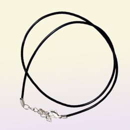 Black Leather Cord Rope 15mm Wire Chains for DIY Pendant Necklace Gift With Lobster Clasp Charms Jewellery DIY Whole9582227